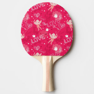 Raquette De Ping Pong Motif de Saint-Valentin avec le cupidon