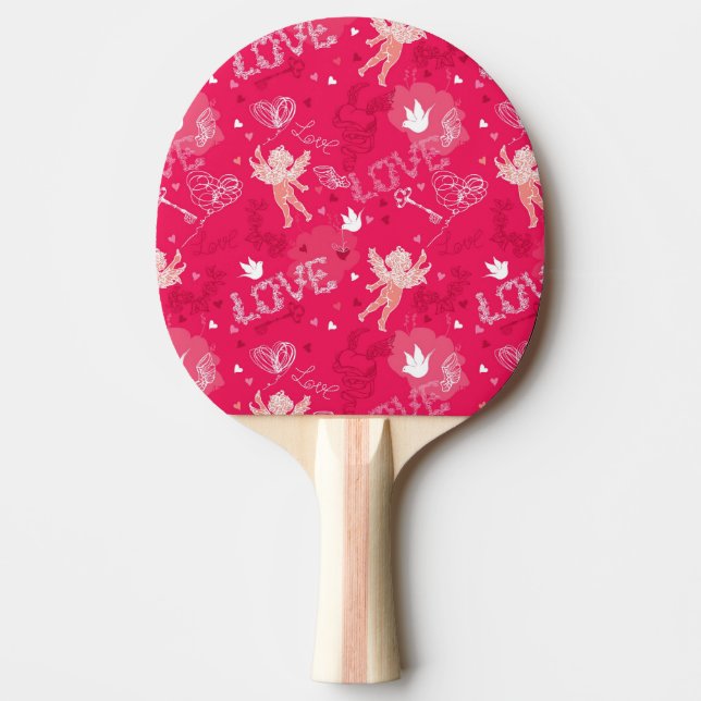 Raquette De Ping Pong Motif de Saint-Valentin avec le cupidon (Devant)