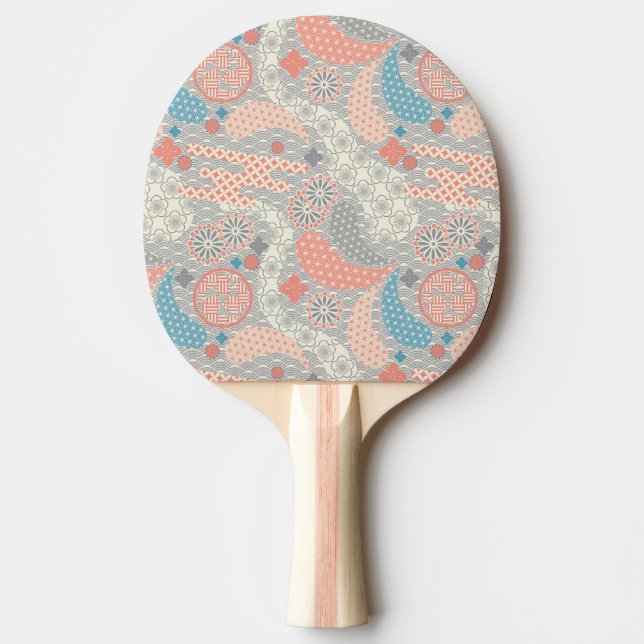 Raquette De Ping Pong motif de style japonais. Illustration. (Devant)