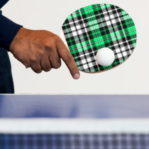 Raquette De Ping Pong Motif de tartan à carreaux vert noir blanc 