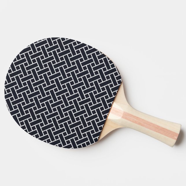 Raquette De Ping Pong Motif de tissage de la Marine Orientale Bleu Blanc (Côté)