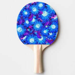 Raquette De Ping Pong Motif de tournesols bleu et violet