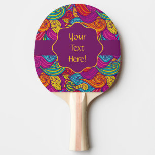 Raquette De Ping Pong Motif de vague tourbillonnant de rétro ton coloré