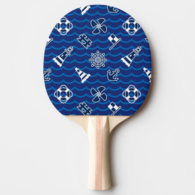 Raquette De Ping Pong Motif de vagues nautique mignon (Devant)