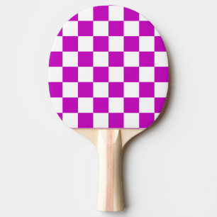 Raquette De Ping Pong Motif de vérification À damiers blanc violet