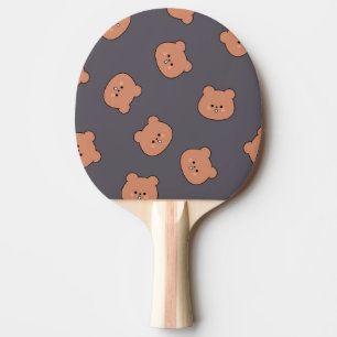 Raquette De Ping Pong Motif de visage d'ours en peluche marron foncé ble