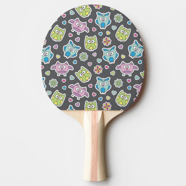 Raquette De Ping Pong motif des hiboux de bande dessinée (Devant)