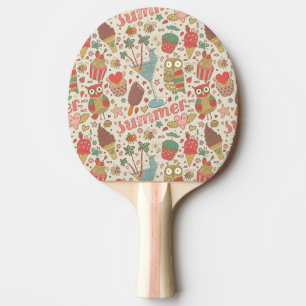 Raquette De Ping Pong Motif d'été avec la crème glacée