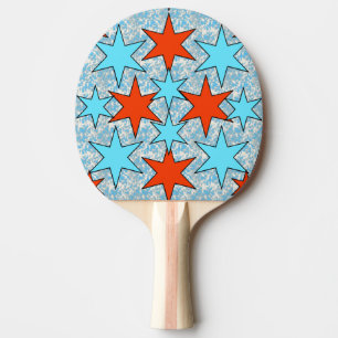 Raquette De Ping Pong Motif d'étoile bleue et rouge