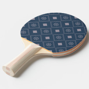 Raquette De Ping Pong Motif diamant double face bleu gris / blanc rouge