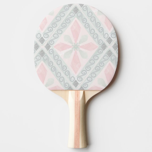 Raquette De Ping Pong Motif diamant pastel vert et rose (Devant)