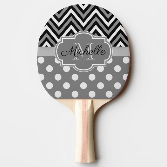 Raquette De Ping Pong Motif Dots et Chevrons (Dos)