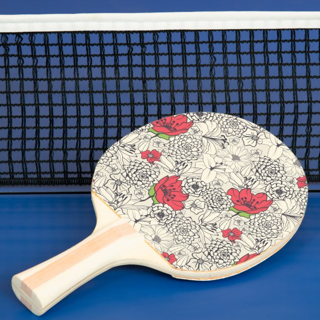 Raquette De Ping Pong Motif du jardin de fleurs de pavot (Insitu)