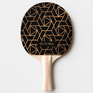 Raquette De Ping Pong Motif élégant noir et or