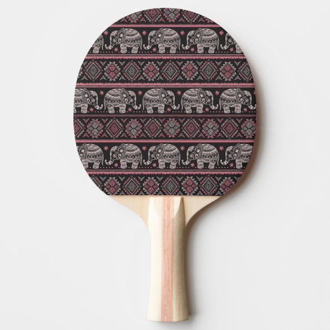 Raquette De Ping Pong Motif ethnique noir d'éléphant (Devant)
