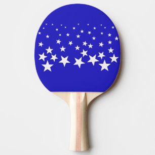 Raquette De Ping Pong Motif étoile blanche sur arrière - plan bleu