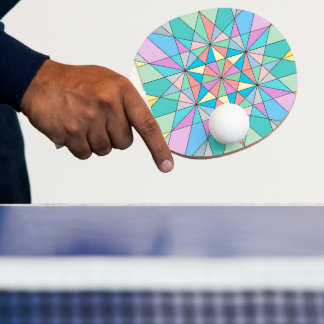 Raquette De Ping Pong Motif étoile triangle mosaïque pastel coloré