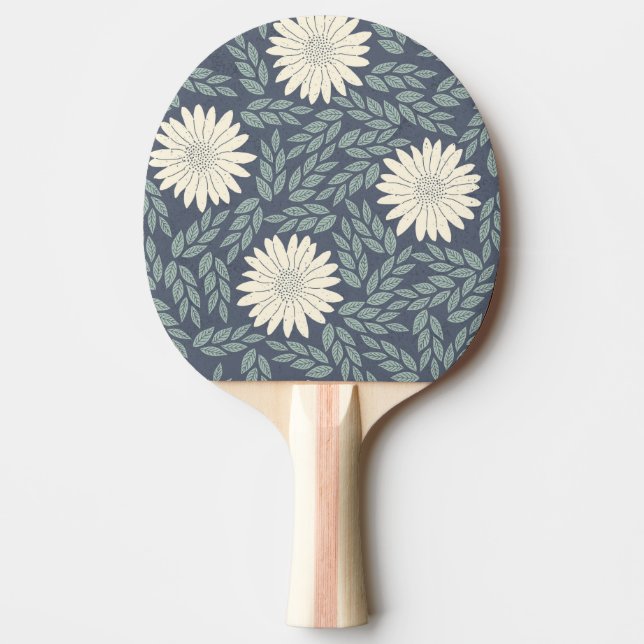 Raquette De Ping Pong Motif Feuille moderne bleu blanc (Devant)