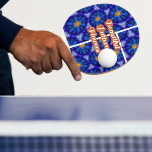 Raquette De Ping Pong Motif Fleurs bleues Abstraites