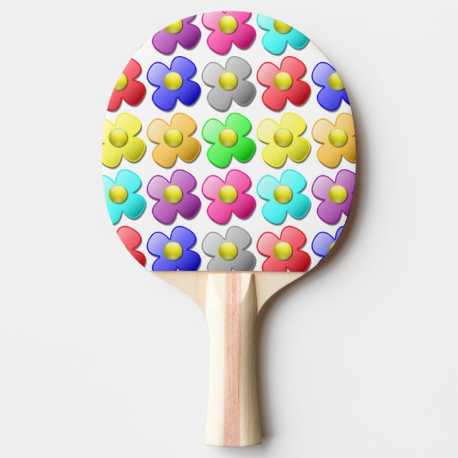 RAQUETTE DE PING PONG MOTIF FLEURS COLORÉ (Devant)