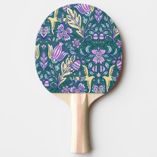 Raquette De Ping Pong Motif Fleurs et Oiseaux de Style Antique