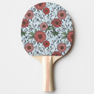 Raquette De Ping Pong Motif floral 3