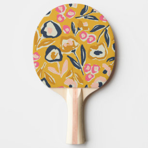 Raquette De Ping Pong Motif floral à l'encre gras main levée de jardin d