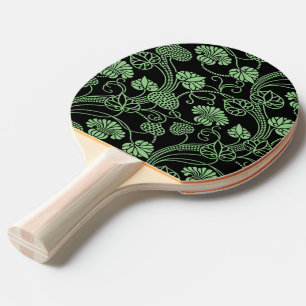 Raquette De Ping Pong Motif floral antique noir et vert