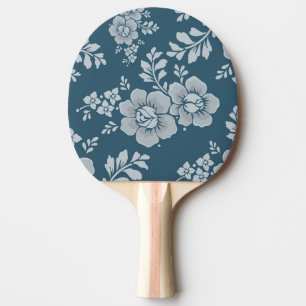 Raquette De Ping Pong Motif floral bleu vintage élégant