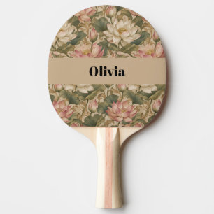 Raquette De Ping Pong Motif floral botanique vintage lotus d'eau