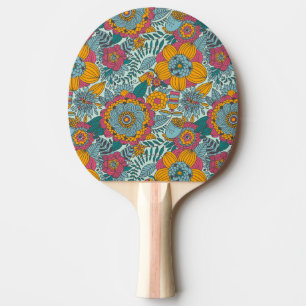 Raquette De Ping Pong Motif floral coloré