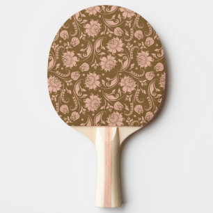 Raquette De Ping Pong Motif floral de rose et de brun