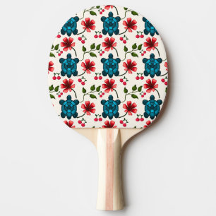 Raquette De Ping Pong Motif floral de tortue mignonne