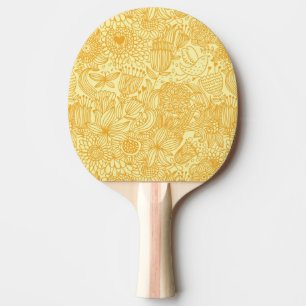 Raquette De Ping Pong Motif floral d'été dans des couleurs chaudes