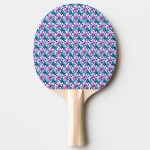 Raquette De Ping Pong Motif floral papillon sarcelle violet