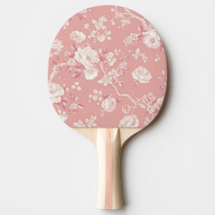 Raquette De Ping Pong Motif floral toile de rose vintage rose poudré