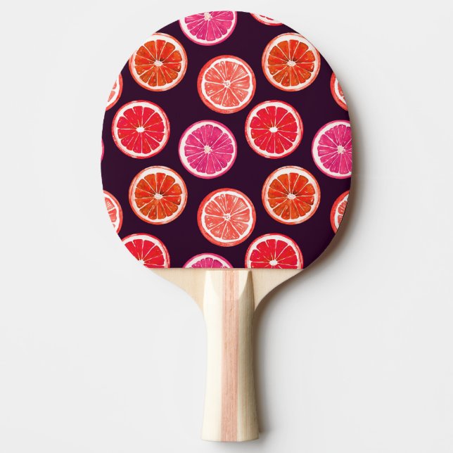 Raquette De Ping Pong Motif foncé Citrus peint à la main (Devant)
