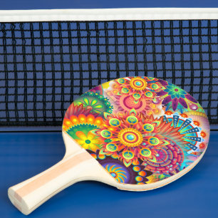 Raquette De Ping Pong Motif funky rétro Abstrait Bohème