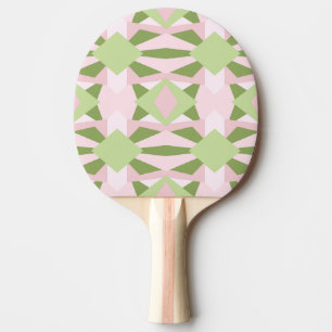 Raquette De Ping Pong Motif géométrique abstrait vert et rose pastel