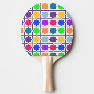 Raquette De Ping Pong Motif géométrique abstrait vif en couleurs vives