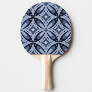 Raquette De Ping Pong Motif géométrique bleu de style rétro