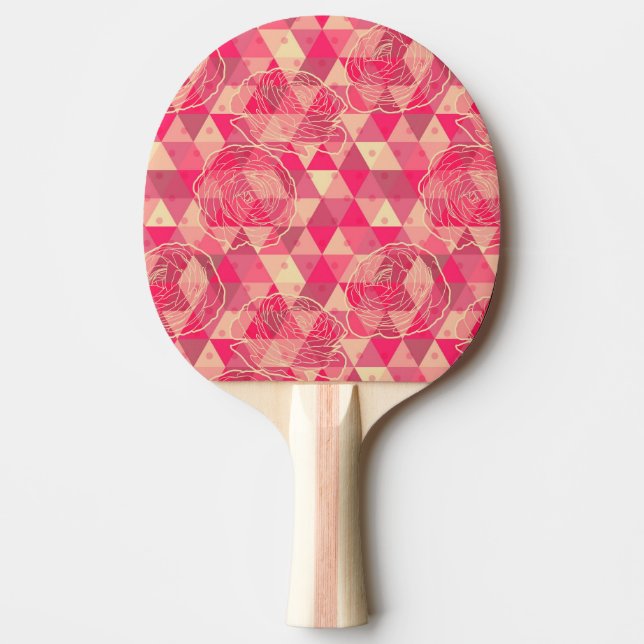 Raquette De Ping Pong motif géométrique de fleurs (Devant)