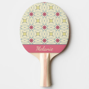 Raquette De Ping Pong Motif géométrique rétro pastel personnalisé