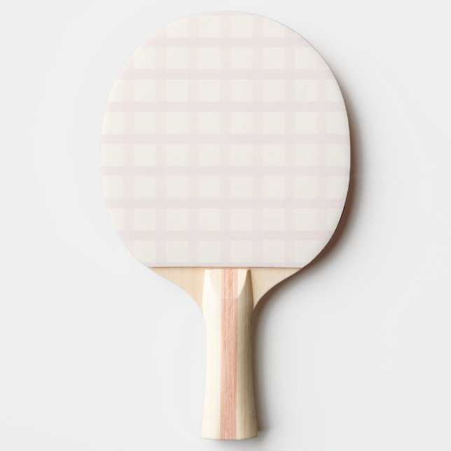 Raquette De Ping Pong Motif Gingham Blanc Crème et Champagne Rose (Devant)