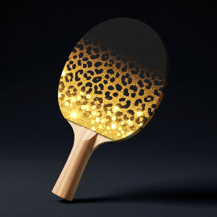 Raquette De Ping Pong Motif imprimé léopard pailleté or chic