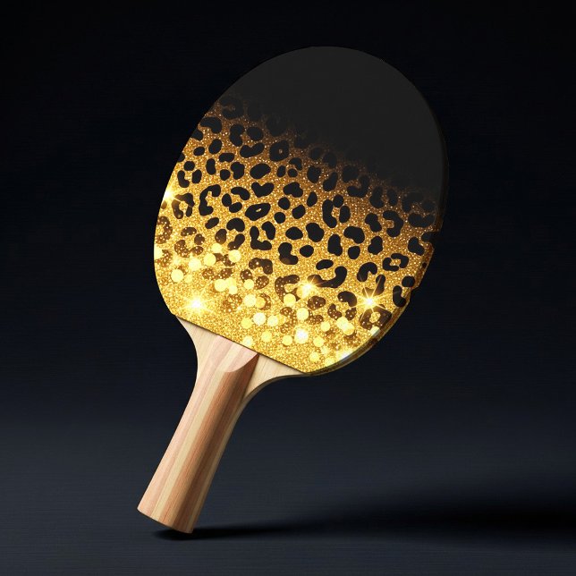 Raquette De Ping Pong Motif imprimé léopard pailleté or chic (Créateur téléchargé)