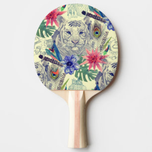 Raquette De Ping Pong Motif indien vintage de tigre de style