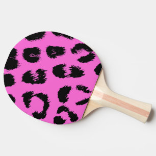 Raquette De Ping Pong Motif léopard rose et noir