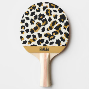 Raquette De Ping Pong Motif Leopard sur Arrière - plan blanc