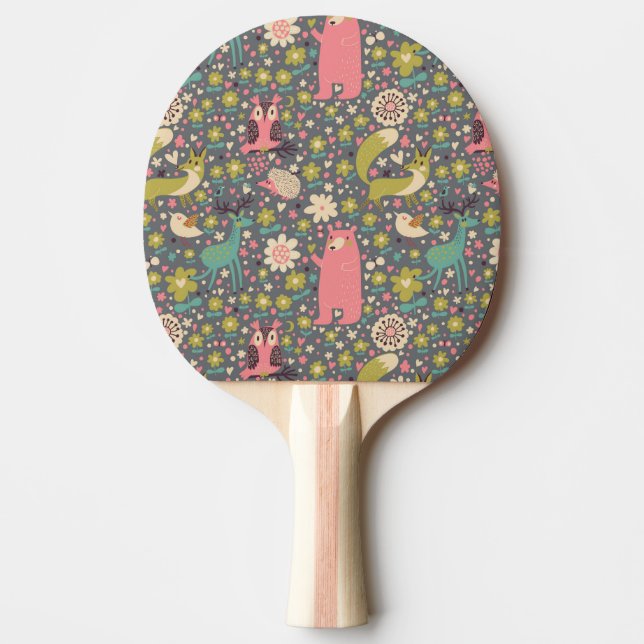 Raquette De Ping Pong Motif mignon d'animaux de forêt (Devant)